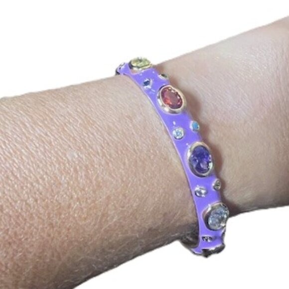 ⚡ 3 for $15  Taylor Shaye Purple Enamel Cuff Bracelet with CZ - Picture 1 of 4